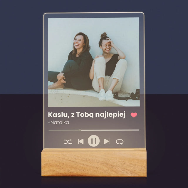Zdjęcie I Podpis: Spotify Dla Przyjaciółki - Wydruk Na Szkle Akrylowym