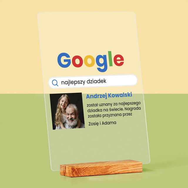 Zdjęcie I Podpis: Najlepszy Dziadek Wynik Google - Wydruk Na Szkle Akrylowym