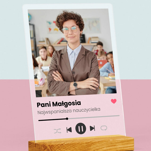 Zdjęcie I Podpis: Spotify Dla Nauczyciela - Wydruk Na Szkle Akrylowym