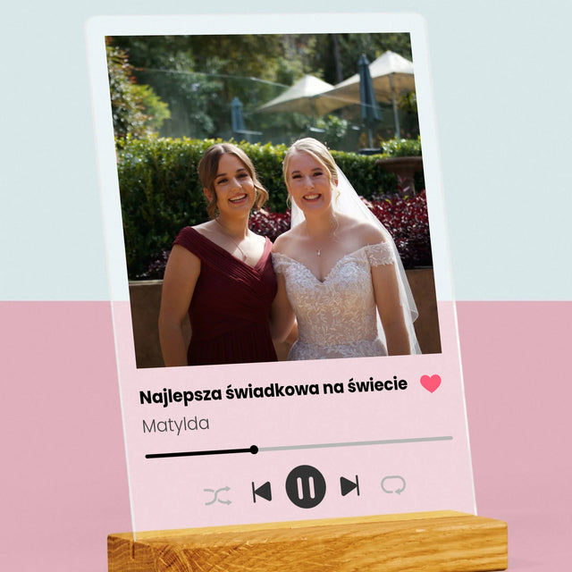 Zdjęcie I Podpis: Spotify Dla Świadkowej - Wydruk Na Szkle Akrylowym