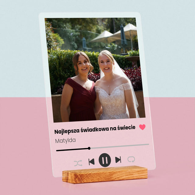 Zdjęcie I Podpis: Spotify Dla Świadkowej - Wydruk Na Szkle Akrylowym