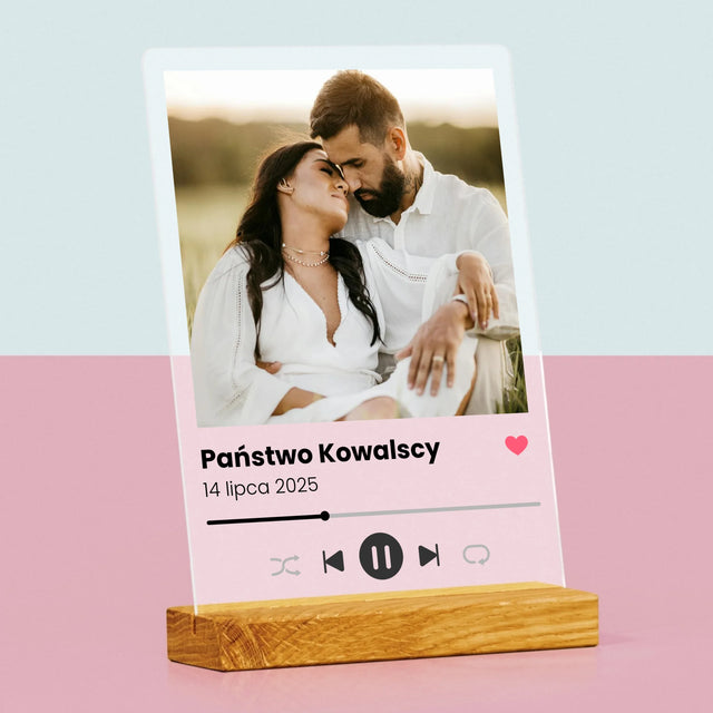 Zdjęcie I Podpis: Spotify Dla Pary Młodej - Wydruk Na Szkle Akrylowym