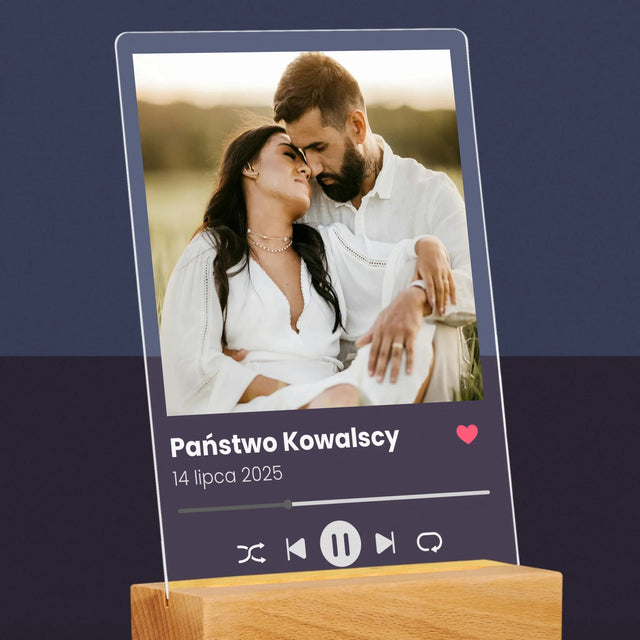 Zdjęcie I Podpis: Spotify Dla Pary Młodej - Wydruk Na Szkle Akrylowym