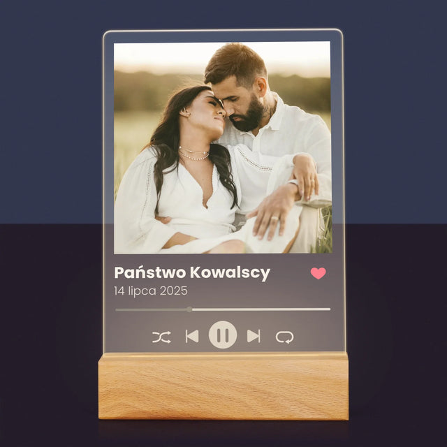 Zdjęcie I Podpis: Spotify Dla Pary Młodej - Wydruk Na Szkle Akrylowym