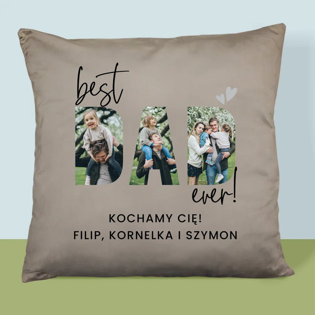 Słowo Ze Zdjęć: Best Dad Ever Z Podpisem - Poduszka z Nadrukiem