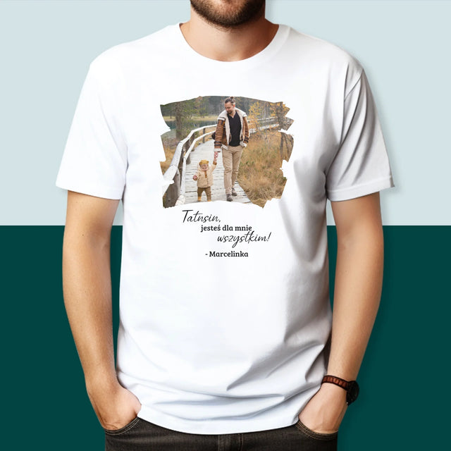 Zdjęcie i Podpis: Laurka Dla Taty - Koszulka Męska z Nadrukiem