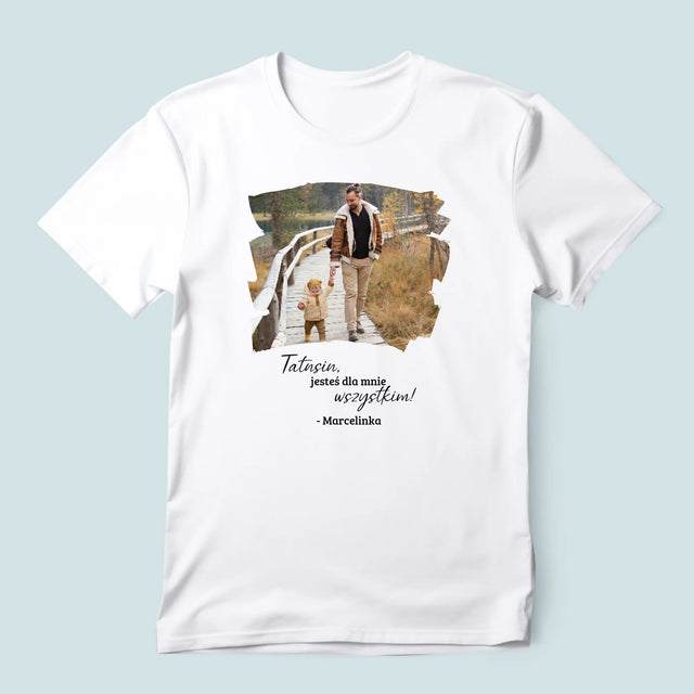 Zdjęcie i Podpis: Laurka Dla Taty - Koszulka Męska z Nadrukiem