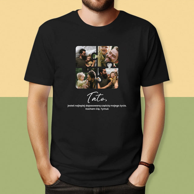Fotokolaż: Puzzle Zdjęcia Dla Taty - Koszulka Męska z Nadrukiem