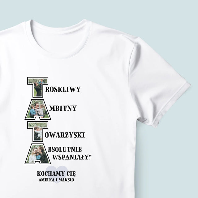 Słowo Ze Zdjęć: Dlaczego Kocham Tatę - Koszulka Męska z Nadrukiem