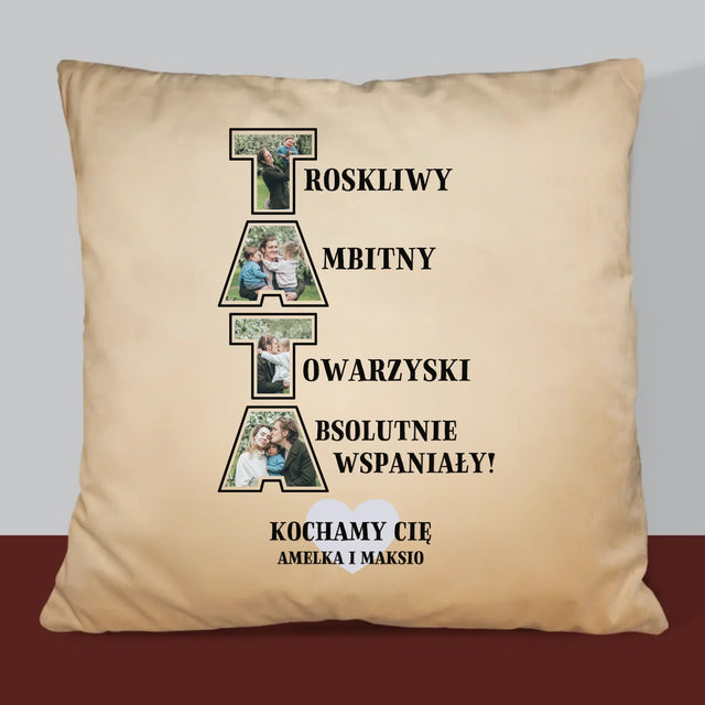 Słowo Ze Zdjęć: Dlaczego Kocham Tatę - Poduszka z Nadrukiem