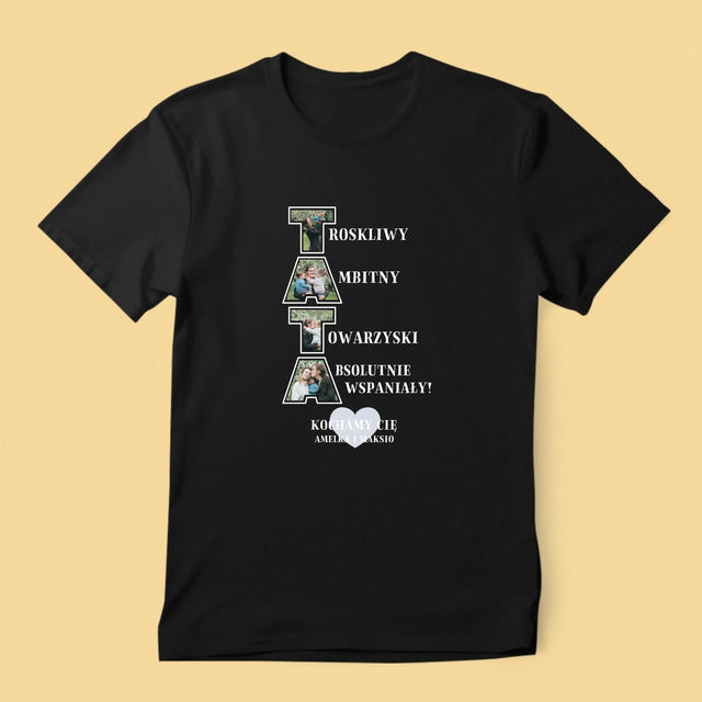 Słowo Ze Zdjęć: Dlaczego Kocham Tatę - Koszulka Męska z Nadrukiem