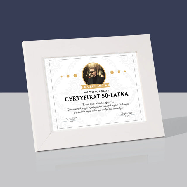 Certyfkat: Certyfikat 50-Latka - Ramka Na Zdjęcie (Poziom)
