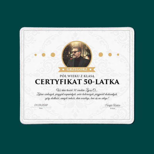 Certyfkat: Certyfikat 50-Latka - Podkładka Pod Myszkę