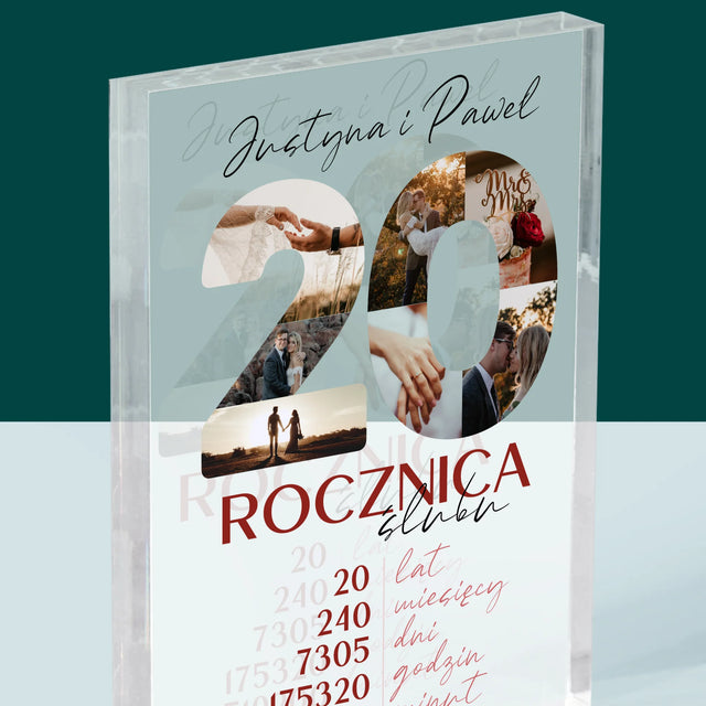 Słowo Ze Zdjęć: 20 Rocznica Ślubu - Blok Akrylowy z Nadrukiem