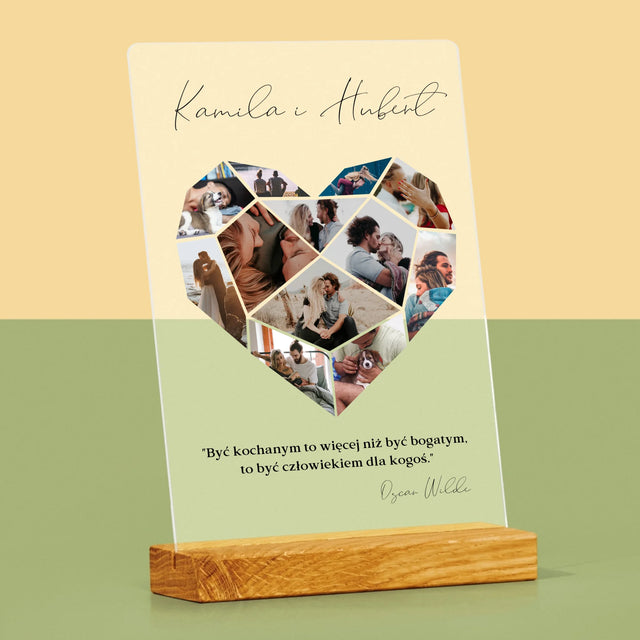 Fotokolaż: Serce Geometryczne - Wydruk Na Szkle Akrylowym