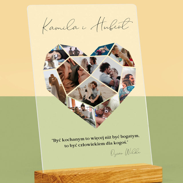 Fotokolaż: Serce Geometryczne - Wydruk Na Szkle Akrylowym