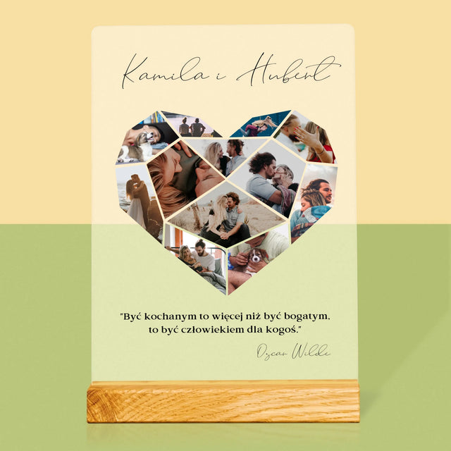 Fotokolaż: Serce Geometryczne - Wydruk Na Szkle Akrylowym