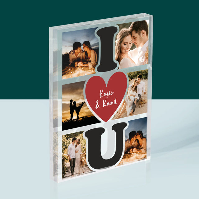 Fotokolaż: I Love You - Blok Akrylowy z Nadrukiem