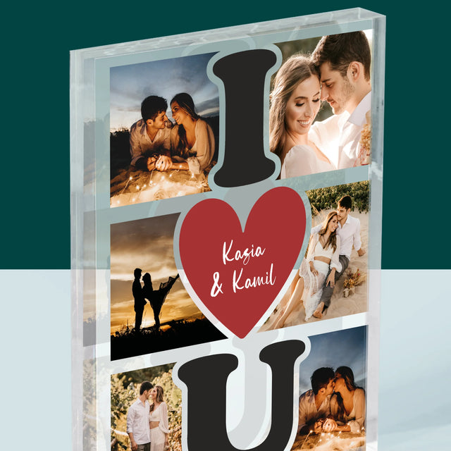 Fotokolaż: I Love You - Blok Akrylowy z Nadrukiem