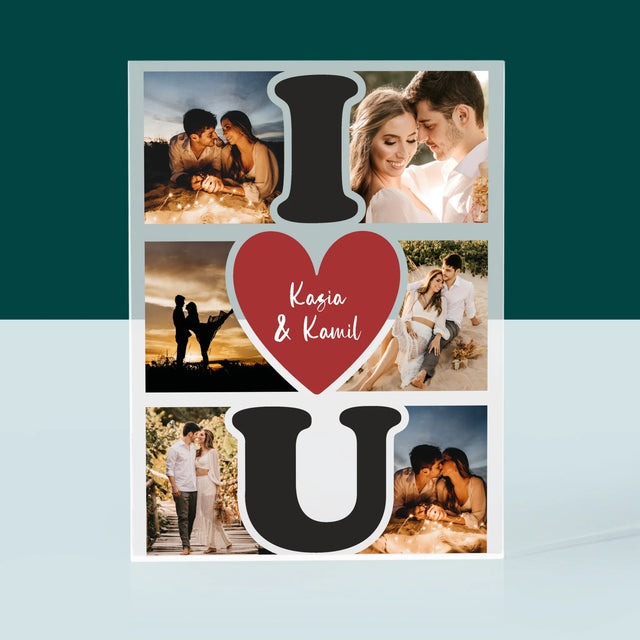 Fotokolaż: I Love You - Blok Akrylowy z Nadrukiem