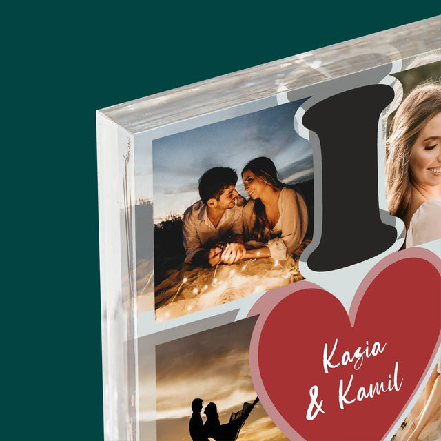 Fotokolaż: I Love You - Blok Akrylowy z Nadrukiem