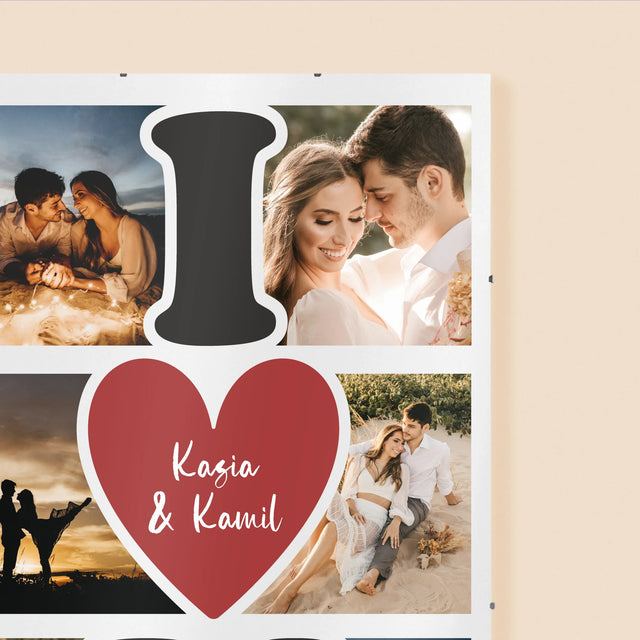 Fotokolaż: I Love You - Personalizowany Plakat