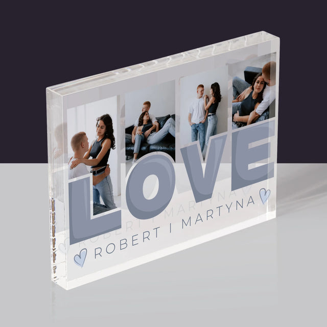 Fotokolaż: Love Imiona - Blok Akrylowy z Nadrukiem