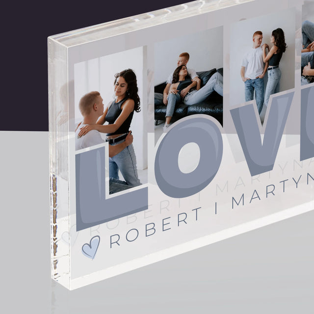Fotokolaż: Love Imiona - Blok Akrylowy z Nadrukiem