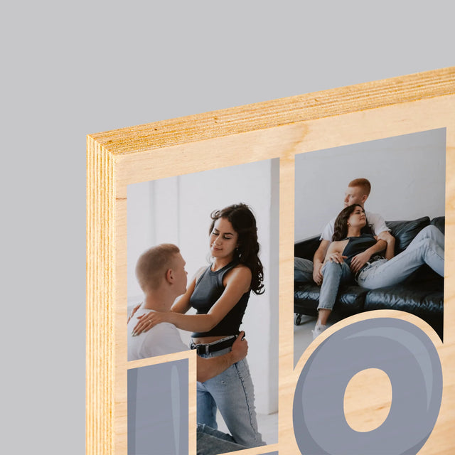 Fotokolaż: Love Imiona - Wydruk Na Drewnie