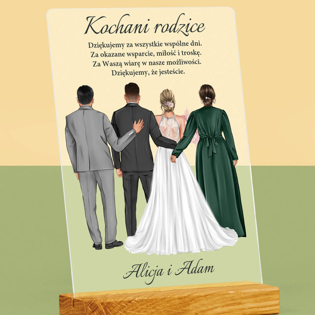 Kreator Postaci: Kochani Rodzice Dziękujemy - Wydruk Na Szkle Akrylowym