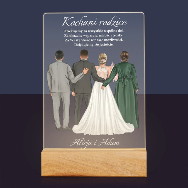 Kreator Postaci: Kochani Rodzice Dziękujemy - Wydruk Na Szkle Akrylowym