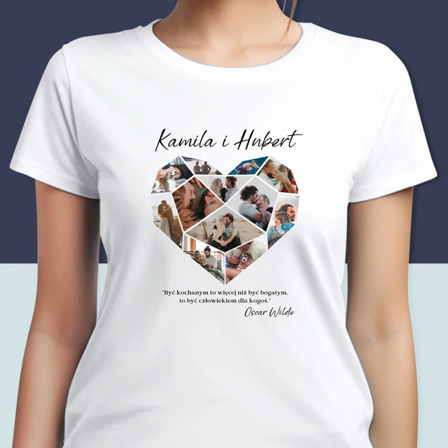 Fotokolaż: Serce Geometryczne - Koszulka Damska z Nadrukiem