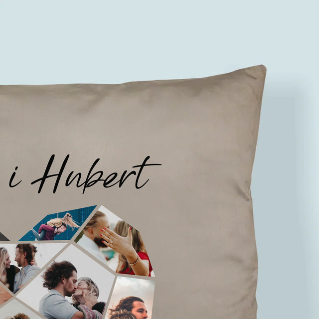 Fotokolaż: Serce Geometryczne - Poduszka z Nadrukiem