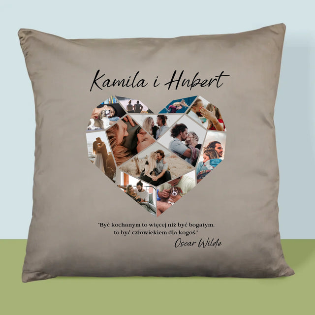 Fotokolaż: Serce Geometryczne - Poduszka z Nadrukiem