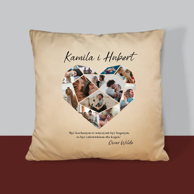 Fotokolaż: Serce Geometryczne - Poduszka z Nadrukiem