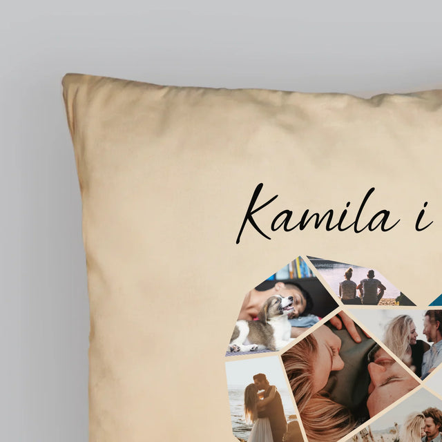 Fotokolaż: Serce Geometryczne - Poduszka z Nadrukiem