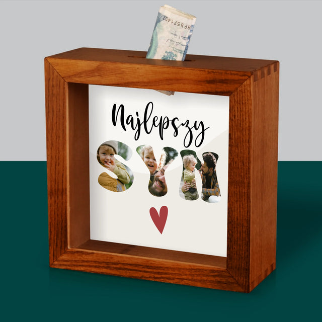 Słowo Ze Zdjęć: Najlepszy Syn Serce - Drewniana Skarbonka