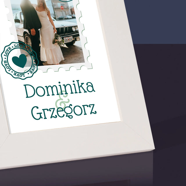 Zdjęcie i Podpis: Ślubna Pocztówka - Ramka Na Zdjęcie