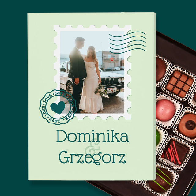 Zdjęcie i Podpis: Ślubna Pocztówka - Personalizowane Praliny
