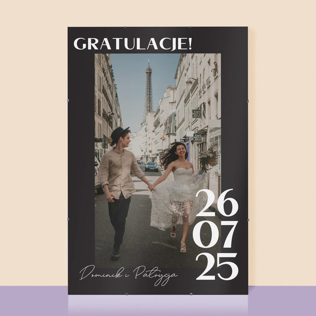 Zdjęcie i Podpis: Gratulacje z Okazji Ślubu - Personalizowany Plakat