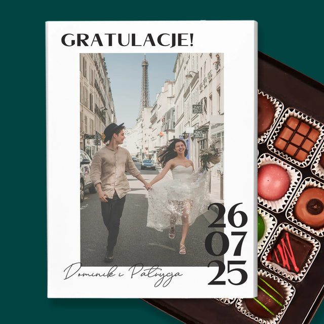 Zdjęcie i Podpis: Gratulacje z Okazji Ślubu - Personalizowane Praliny