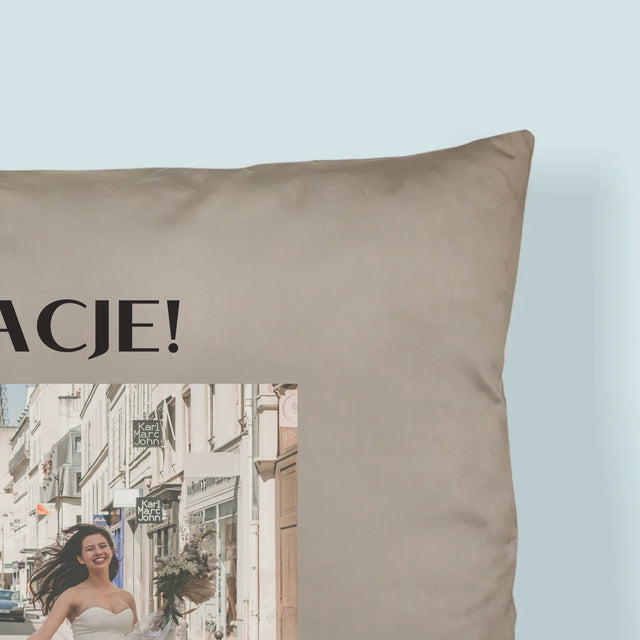 Zdjęcie i Podpis: Gratulacje z Okazji Ślubu - Poduszka z Nadrukiem