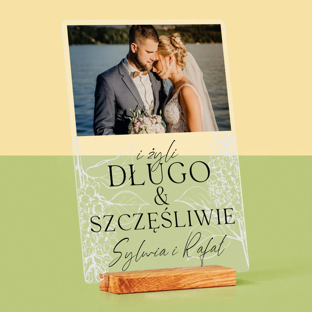 Zdjęcie i Podpis: Żyli Długo i Szczęśliwie - Wydruk Na Szkle Akrylowym