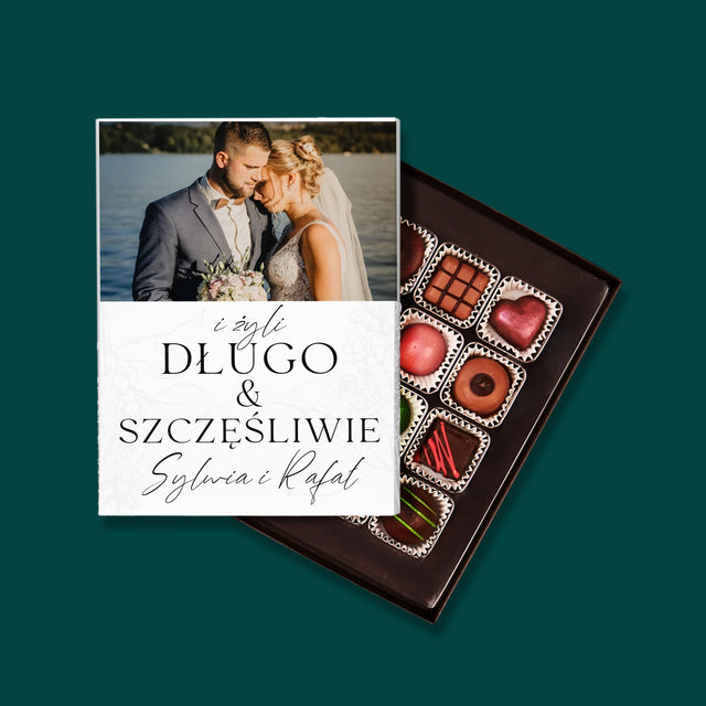 Zdjęcie i Podpis: Żyli Długo i Szczęśliwie - Personalizowane Praliny
