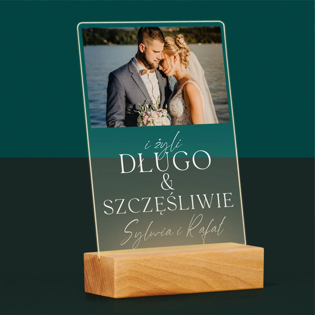 Zdjęcie i Podpis: Żyli Długo i Szczęśliwie - Wydruk Na Szkle Akrylowym