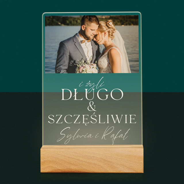 Zdjęcie i Podpis: Żyli Długo i Szczęśliwie - Wydruk Na Szkle Akrylowym