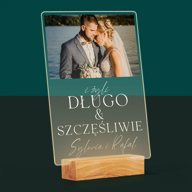 Zdjęcie i Podpis: Żyli Długo i Szczęśliwie - Wydruk Na Szkle Akrylowym