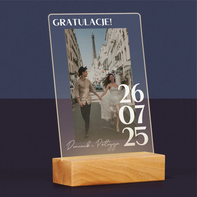 Zdjęcie i Podpis: Gratulacje z Okazji Ślubu - Wydruk Na Szkle Akrylowym