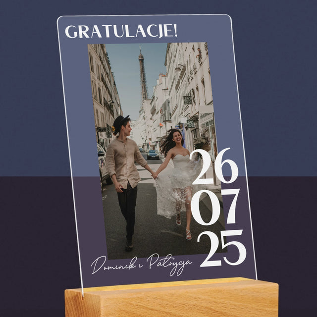 Zdjęcie i Podpis: Gratulacje z Okazji Ślubu - Wydruk Na Szkle Akrylowym