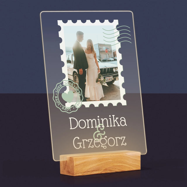 Zdjęcie i Podpis: Ślubna Pocztówka - Wydruk Na Szkle Akrylowym